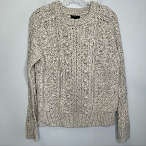 J Crew Women’s Heathered Gray Popcorn Cable Knit Fisherman Sweater Size S - Picture 4 of 13